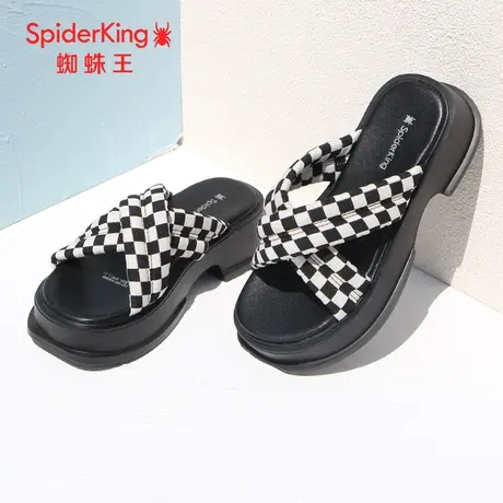 SPIDER KING/蜘蛛王拖鞋女外穿2023夏季商场同款一字拖软底格子潮商品大图