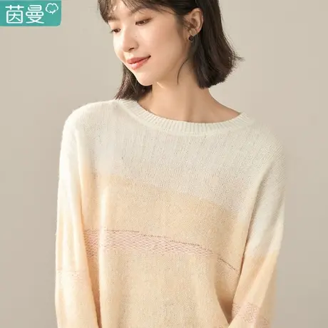 茵曼官方旗舰店女装2022冬季新款休闲圆领文艺宽松长袖上衣毛衣图片