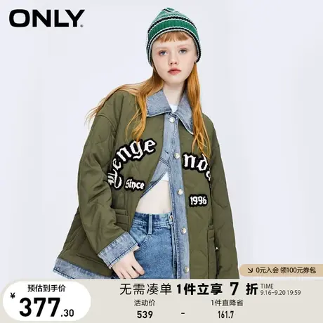 ONLY奥莱夏季时尚休闲宽松牛仔拼接棉服外套女商品大图