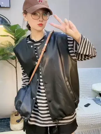 PU皮马甲女2023秋季新款圆领无袖百搭坎肩皮衣马夹外套ins潮上衣图片