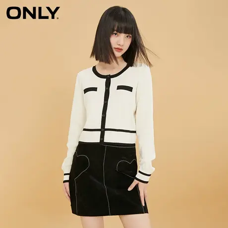 ONLY气质小香风假口袋短款开衫针织衫女商品大图
