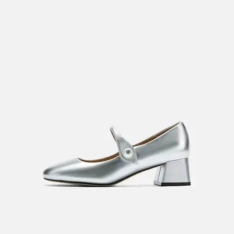 Nine West/玖熙2025年夏季新款玛丽珍鞋女圆头一字扣带中粗跟单鞋图片