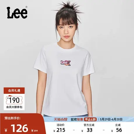 Lee25春夏新品标准版圆领Logo印花女短袖T恤休闲潮LWT0098634LE图片