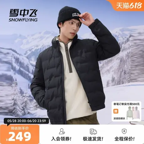 雪中飞2025秋新款男士短款羽绒服立领美式潮流时尚运动简约百搭商品大图