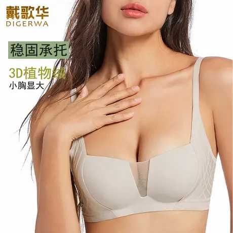 新品戴歌华小胸显大聚拢文胸一片式无痕内衣女无钢圈3D植绒软支撑商品大图