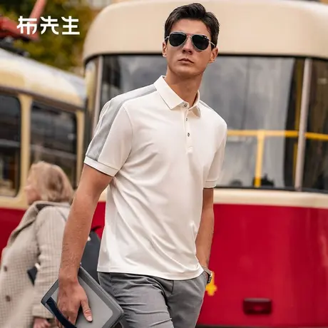 MrBu布先生时尚撞色条纹专利领t恤2025春夏新款凉感polo衫AT16063商品大图