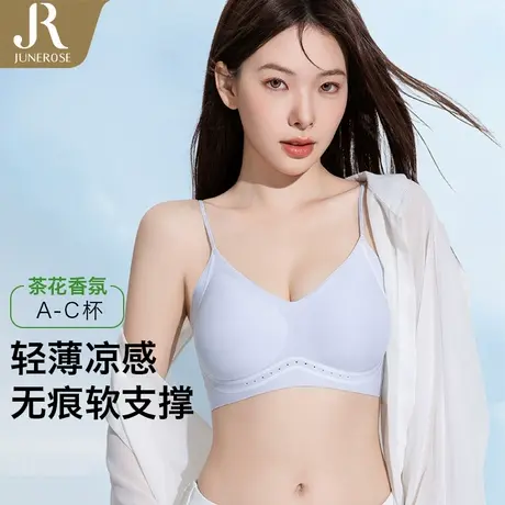 六月玫瑰【山茶花香薰精油】冰丝凉感无痕细肩带内衣提拉聚拢文胸商品大图