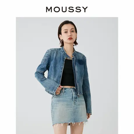MOUSSY 新品叛逆机车风解构丹宁牛仔拉链夹克外套女010HSS11-0180图片