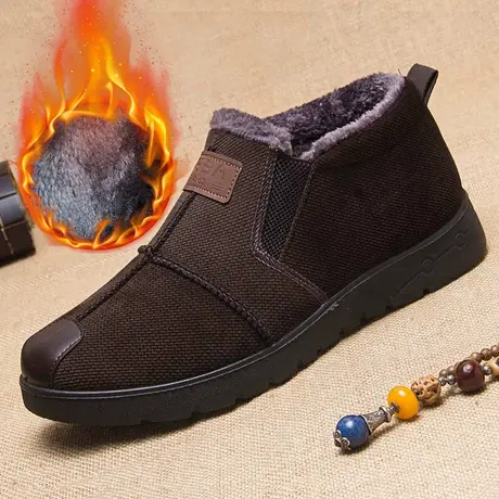 老人鞋轻便防滑软底老年鞋男款二棉鞋爸爸鞋冬季加绒保暖老头棉鞋商品大图