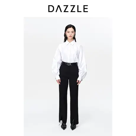 DAZZLE地素奥莱23春季新款法式复古廓形灯笼袖简约通勤白衬衫上衣图片