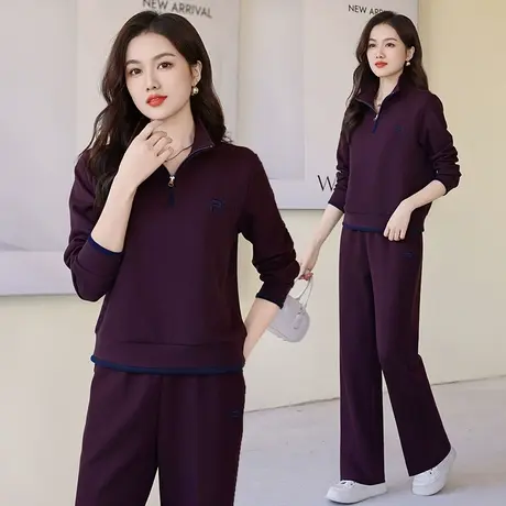 拉夏贝尔慵懒风休闲运动套装女秋2025新款高级减龄超火卫衣两件套商品大图