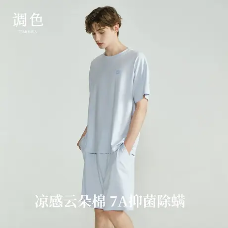 休闲风2025夏季新款男士睡衣家居服凉感大朵棉短袖短裤套装可外穿商品大图