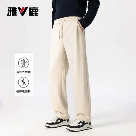 雅鹿男士阔腿裤休闲卫裤秋季新款运动裤时尚宽松直筒松紧腰长裤商品大图