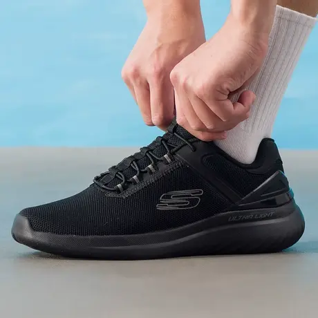 斯凯奇（Skechers）2025新款男鞋透气网面健步鞋减震跑步鞋黑色休图片