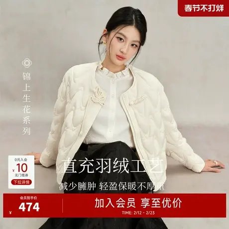 秋水伊人国风中式优雅圆领外套2025年冬季新款简约气质宽松羽绒服商品大图