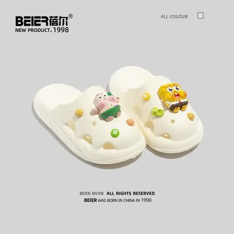 蓓尔可爱卡通洞洞鞋女2023新款外穿小众包头百搭厚底圆包头拖鞋子商品大图