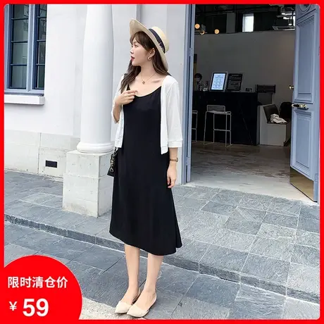 【清仓】23夏装新款V领大码吊带裙波点中长款胖mm连衣裙显瘦遮肉商品大图