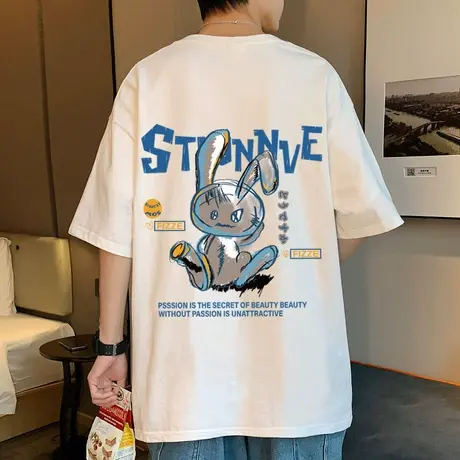 夏季新款短袖t恤男ins港风高街动漫卡通印花潮流潮牌半袖青年体恤商品大图