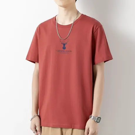 2024新款夏季纯棉短袖t恤男潮牌潮流宽松圆领上衣服全棉半袖体恤图片