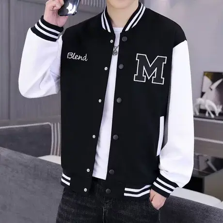 春季拼色外套男士学生棒球服秋冬款帅气韩版潮流夹克美式休闲衣服商品大图