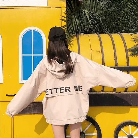 ulzzang外套女春秋韩版工装原宿宽松夹克bf学生连帽港风棒球服潮商品大图