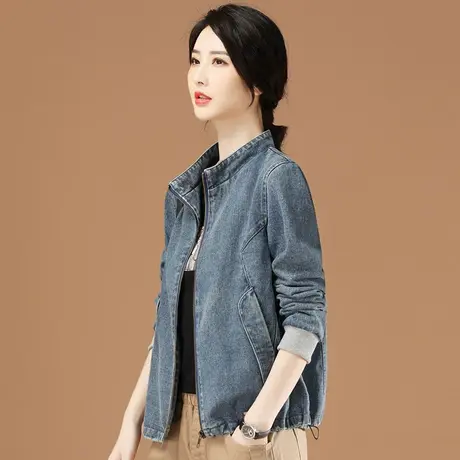 韩潮袭人2024年新款百搭立领宽松休闲牛仔外套女春装短款棒球服薄图片