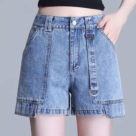 高腰牛仔短裤女春设计感2023年新款chic宽松阔腿裤百搭热裤休闲裤商品大图