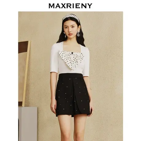 【波动心弦】MAXRIENY复古宫廷风上衣女2023爱心蝴蝶结设计针织衫图片