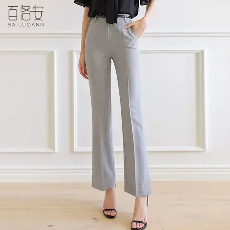 百洛安设计感小众微喇西装裤女夏季新款气质通勤高腰显瘦直筒长裤图片