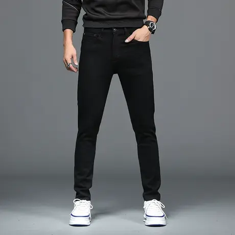 美式破洞修身休闲春夏时尚牛仔裤男士裤子韩版水洗直筒裤男牛仔裤商品大图