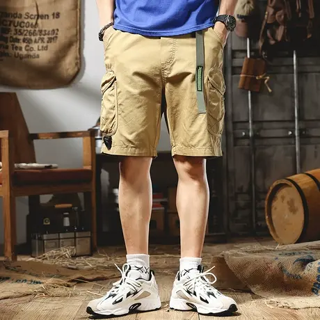 夏季薄款纯棉休闲短裤男宽松潮牌ins工装五分裤男生潮流5分中裤潮商品大图
