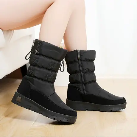 冬季新款东北中筒雪地靴女防水加绒靴子加厚保暖棉鞋防滑妈妈女靴图片