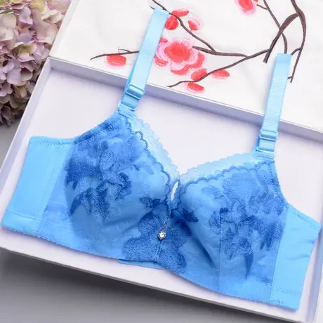 无海绵超薄款胖妹妹胖mm性感聚拢大码缩胸大胸显胸小内衣文胸夏季图片