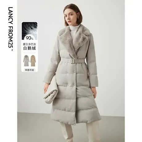 朗姿霍尔多巴吉白鹅绒獭兔毛领冬季新款高端羽绒服外套女设计感图片