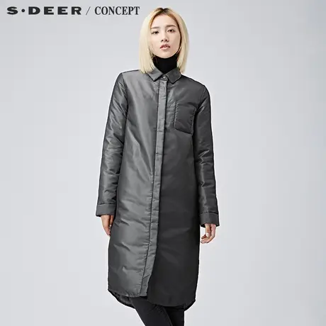 sdeer圣迪奥女装廓形纯色长款羽绒服S16482451图片