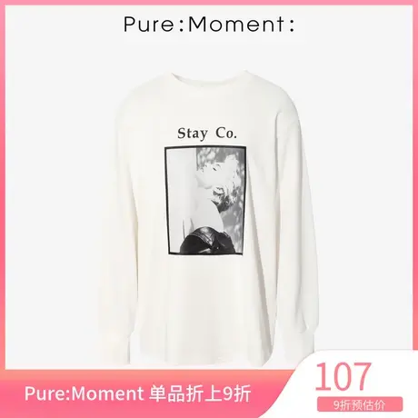 Pure:Moment/卫衣秋新品个性印花字母长袖圆领女士上衣4A8100171商品大图