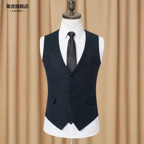 秋冬修身呢子马甲男士休闲英伦复古马夹型男时尚韩版西装马甲背心商品大图