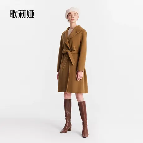 歌莉娅冬季新款高级感全羊毛双面呢大衣中长款外套女1ANL6N140图片