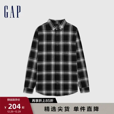 【断码优惠】Gap男装秋季法兰绒通勤翻领格纹长袖衬衫上衣787635图片
