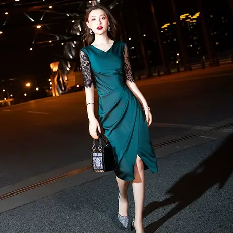 晚礼服女2023新款中长款平时可穿大气高贵宴会晚宴高端气质连衣裙商品大图