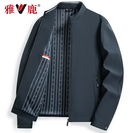 雅鹿中老年干部装2024年新款春秋季外套短款爸爸立领行政夹克男士商品大图