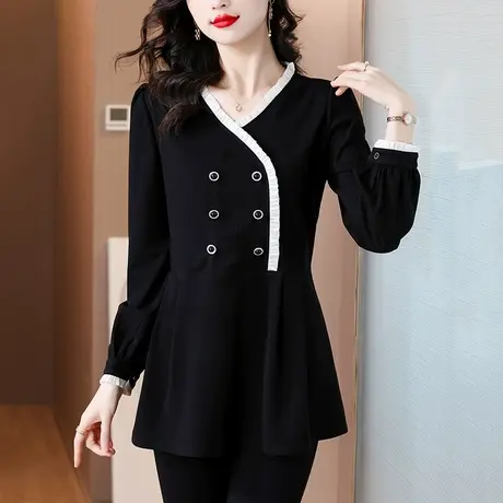 长袖上衣女洋气春季打底衫女2024新款中长款大码女装宽松遮肚小衫图片