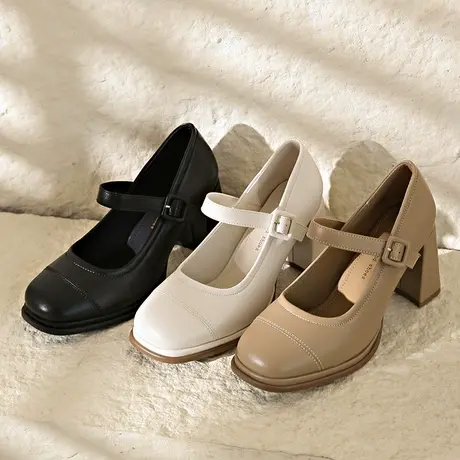 法式玛丽珍高跟鞋女2024新款春季女鞋温柔晚晚鞋子配裙子粗跟单鞋图片