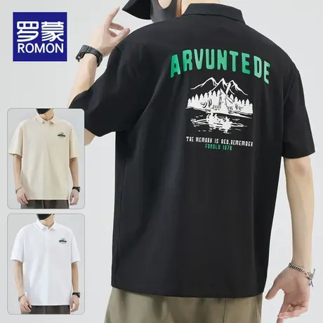 罗蒙POLO衫男士夏季薄款休闲宽松翻领短袖T恤潮牌青年上衣服体恤商品大图