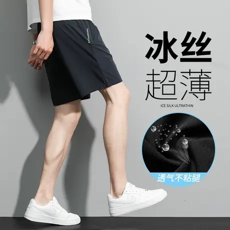 男士短裤夏季薄款冰丝速干运动裤加肥加大中年五分裤大码沙滩裤夏商品大图