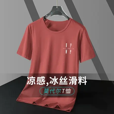 莫代尔t恤男士短袖2023新款冰丝凉感速干半袖圆领上衣服潮流百搭商品大图