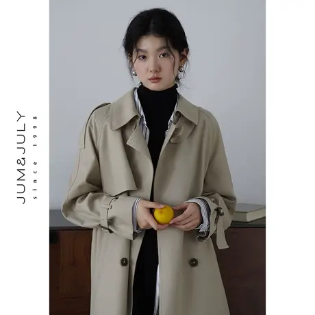 嘉茱莉2023新款高级感风衣女英伦小个子chic中长款外套休闲春秋商品大图