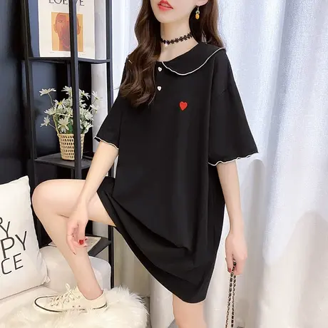 纯棉短袖T恤女装宽松2023年新款秋季洋气中长款设计感打底衫爆款商品大图