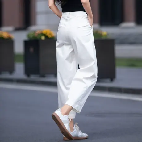 白色西装裤子女夏季薄款天丝女裤冰丝阔腿裤女2023年新款女休闲裤商品大图