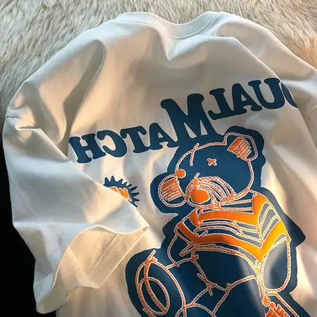 欧美短袖t恤女大码宽松韩版原宿bf慵懒风ins半袖设计感小众上衣服商品大图